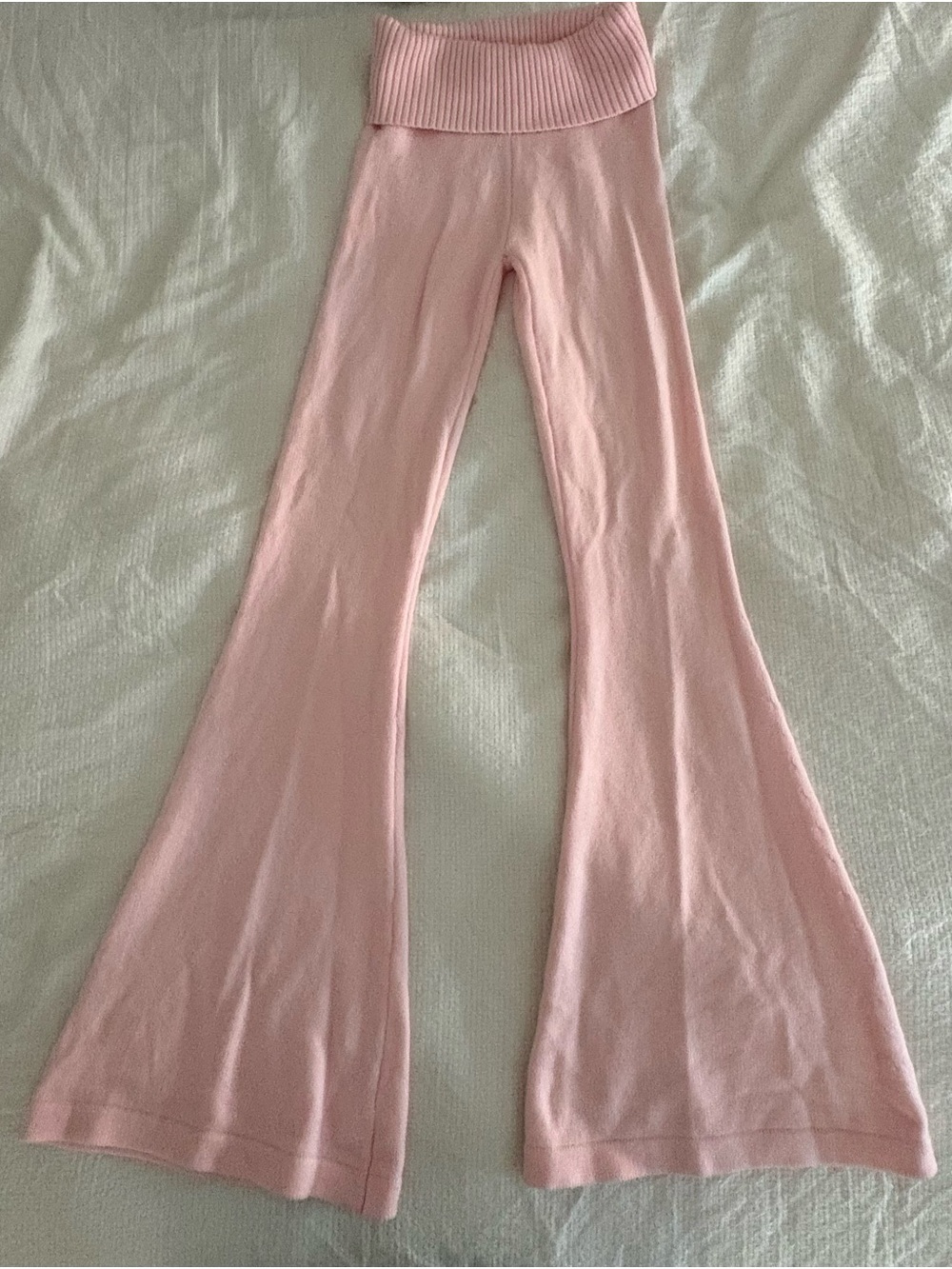 Edikted Pink Knit Flare Pants